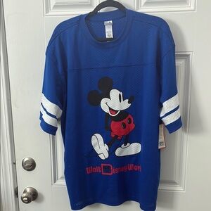 NWT Walt Disney World Blue Mickey Mouse Mesh Tee Jersey size Large